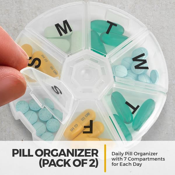 Veckovis doseringsask för piller - 2-pack - Stora pillerdoseringsaskar