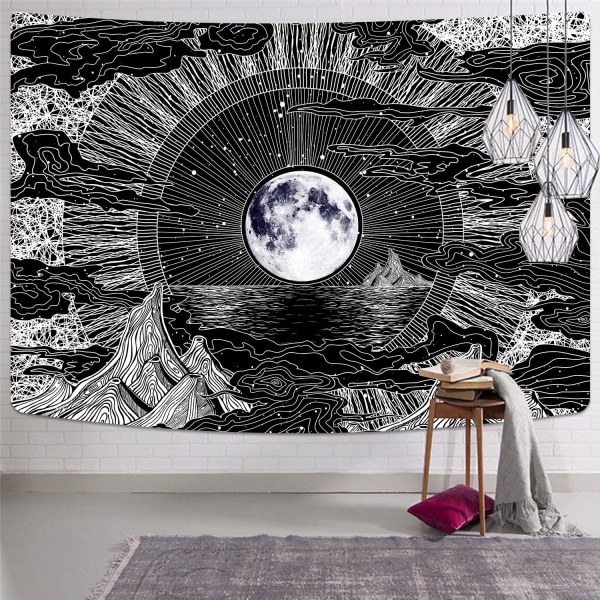 1 st 130 x 150 cm väggbonad, psykedelisk, med måne, stjärna och