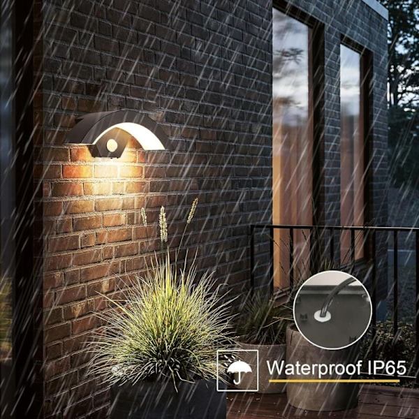 Moderni ulkoseinävalaisin LED-valoilla ja liikeanturilla 24W 550LM, Antra