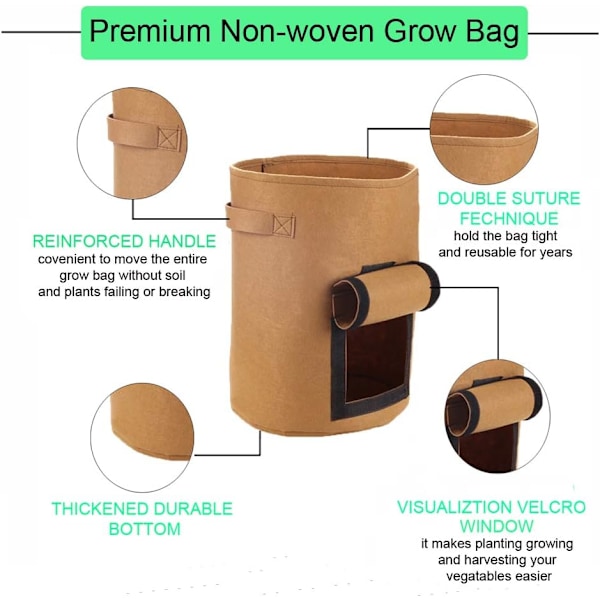 (Stor Φ35*40cm【10 Gallon】Kamel Brun) 1 pakke non-woven plantepose b