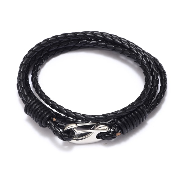 Korean version ornaments bracelet snake vein cowhide men's stainl