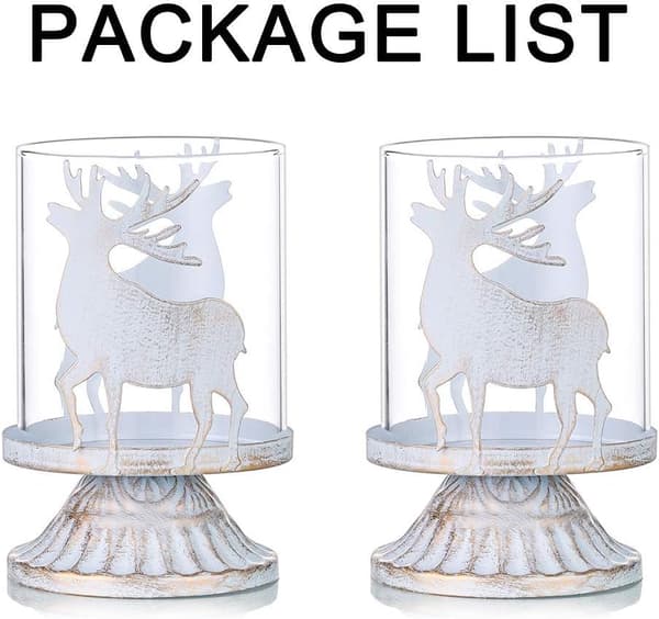 2 Lysestaker Lysestake i Hvit Metall Lysestaker Pillar
