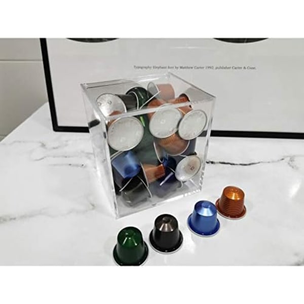 13*13*13cm, Klar Akryl Kapsel Kaffeboks, Firkant Flip Lokk Des