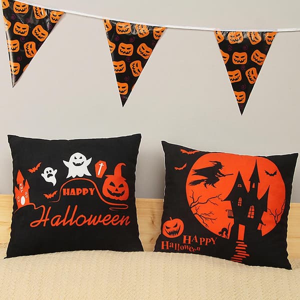 Halloween-dekorasjoner - Sett med 4 pynteputer - Bomull Lin Puter