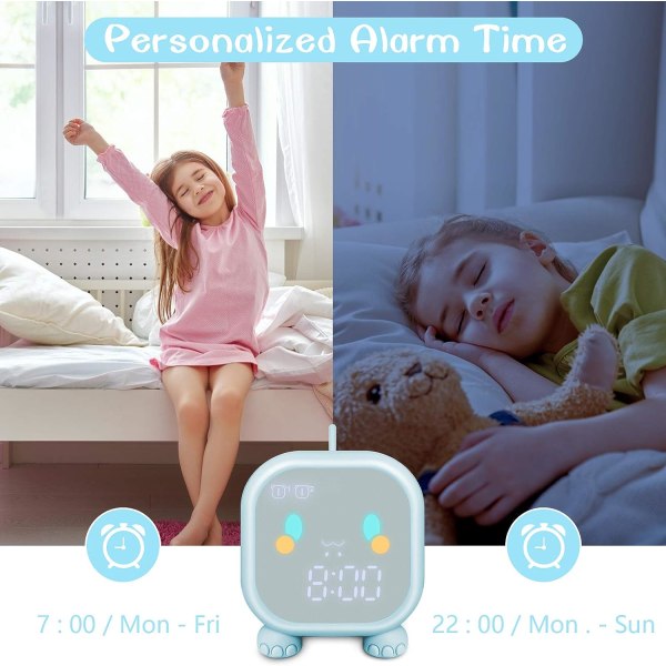 (sininen) lasten herätyskello, digitaalinen herätyskello lasten makuuhuoneeseen, Cu