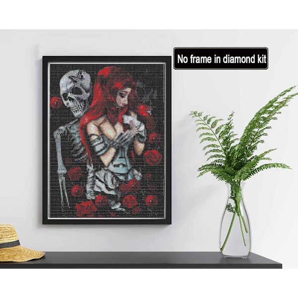 Diamantmaleri 5D Diamantmaleri kit Voksen Rose Skull Kvinde F
