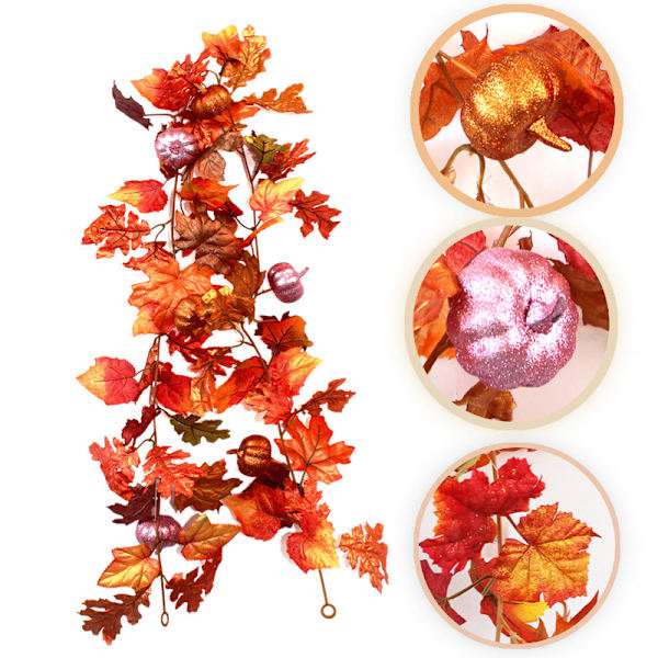 Sæt med 1, Flash Powder Maple Leaf Pumpkin Rattan Maple Leaf Pumpk