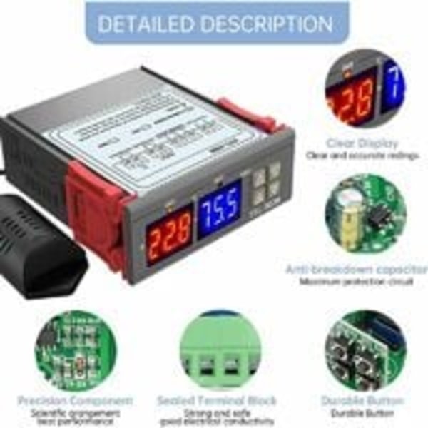 STC-3028 Digitaalinen lämpötila- ja kosteusohjain 110-220V Humidif