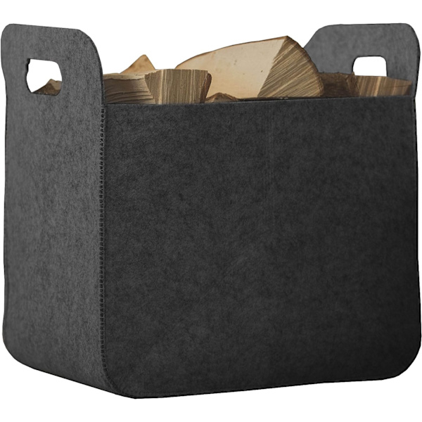 Rubberneck 24 x 32 x 24 cm (harmaa) neliömäinen huopapuukori 2 kahvalla