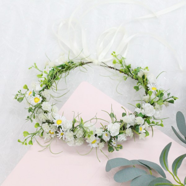 Boho hårblomsterkrone Kunstig blomsterkrone Brudkrone for W