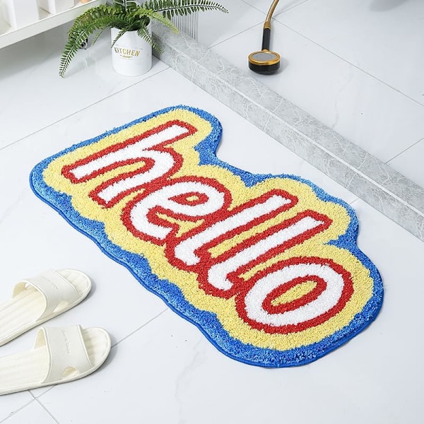 (40x60cm) Hello Badrumsmatta, Mikrofiber Halksäker Absorberande Maskintvättbar