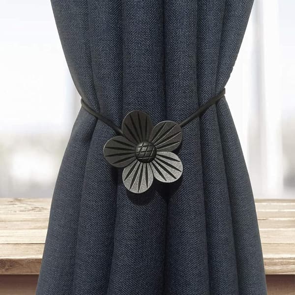 2-pack magnetiska gardinuppsättningar, utsökt blomform, ingen borrning