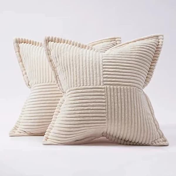 Sofa pudebetræk 45x45, sæt med 2 beige fløjl pudebetræk