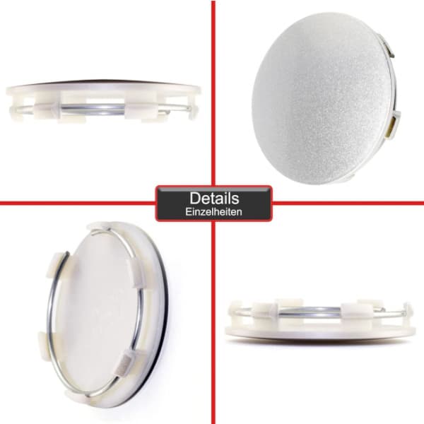 Sats med 4 navkapslar Diameter: Fram 65 mm / Bak 60,5 mm, Silver