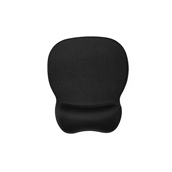 Sort 4mm musemåtte med ergonomisk håndledsstøtte, memory foam-polstring