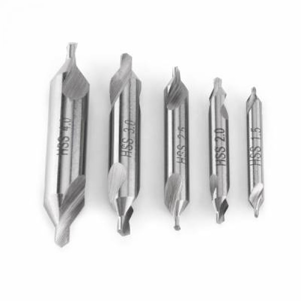 5 st HSS centrumborrset, 60 graders vinkel 1,5/2/2,5/3/4 mm