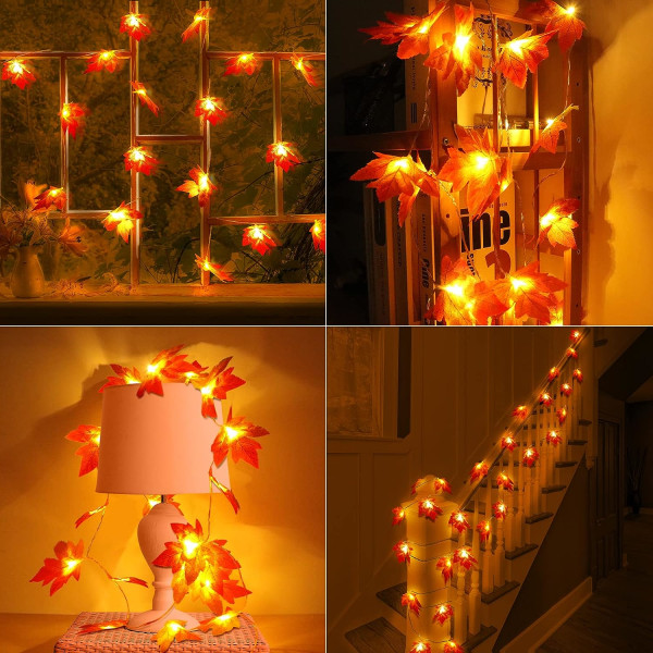 Maple Leaf String Lights, 20 LED 3M Autumn Leaf String Lights Bat