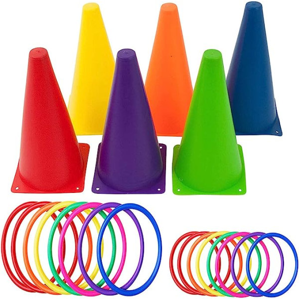Plastkoner Ringkast Combo Set Utomhus Karnevalsspel för Barn