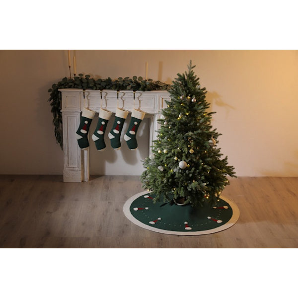 Mørkegrøn 3D frotté julehat træskørt 122cm og tyk Chri