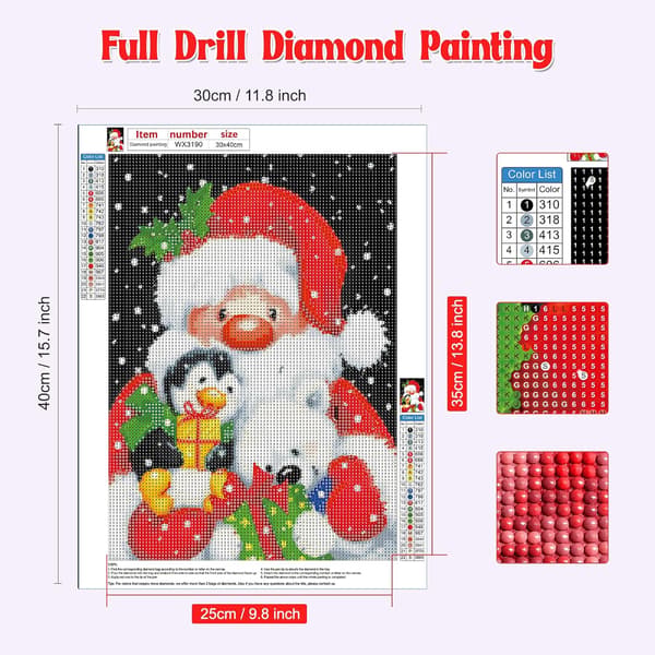 30x40cm Jule Diamant Maleri Kits til Voksne, 5D Julemand