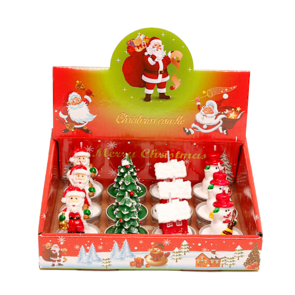 12 Mini Duftende Julelys, 4 Design, 5x4cm - Ch
