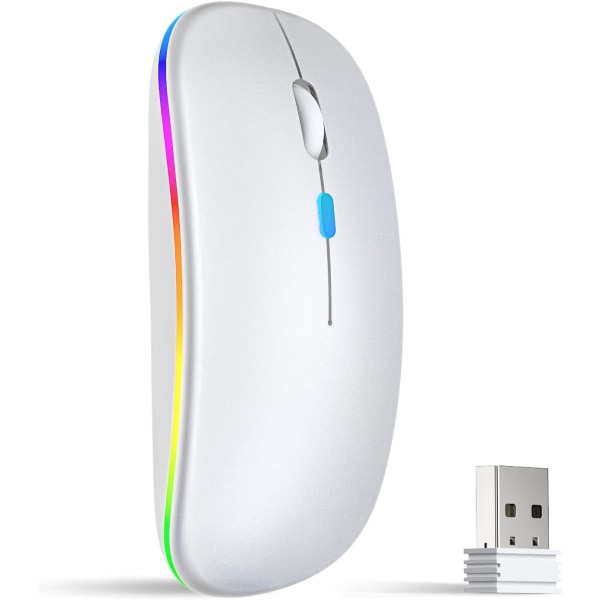 Langaton LED-hiiri, 2.4G ladattava 1600 DPI Silent Wireless Co