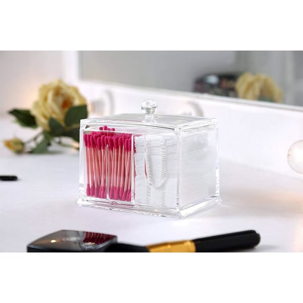 1 st transparent akryl sminkförvaringsbomullsbox för Cotto