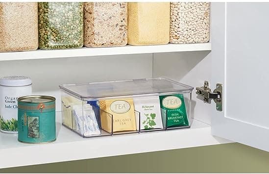 Transparent teboks med 8 rum - opbevaringsboks med plast