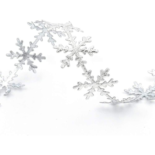 1 kpl Lumikidemuotoinen hopeanvärinen glitternauha, joulunauha satiini