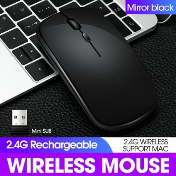 Gjenladbar Bluetooth-mus for bærbar PC, nettbrett, Macbook/iPad/iPhone