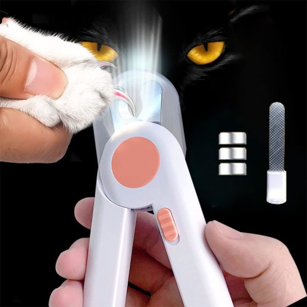 Nagelklippare med LED-ljus för hundar, katter, hundkatter, klosax