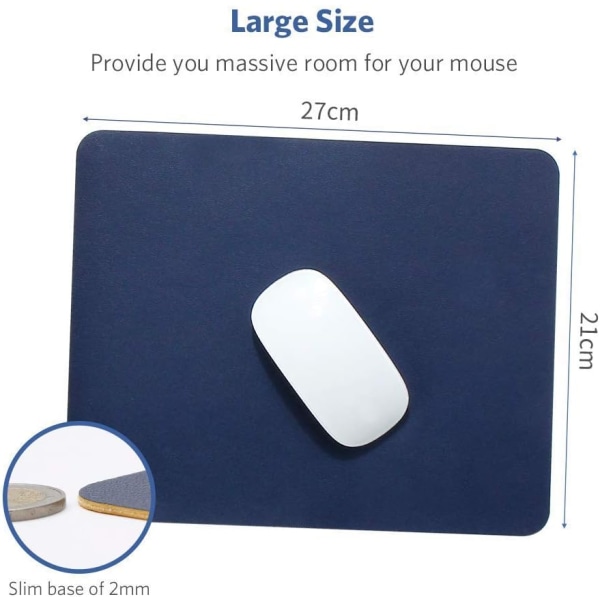 Musmatta 270x210x2mm, halkfri vattentät PU-läder skrivbordsmatta f