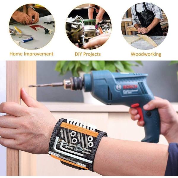 Magnetisk handledsband med stark magnet för att fästa skruvar, spikar, D