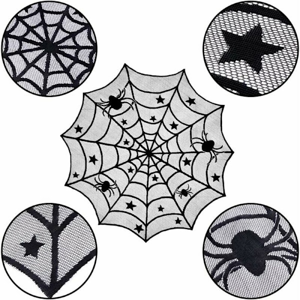 Halloween Spetsduk i Spets, Polyesterfiber Spindelväv Bordsduk