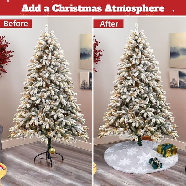 122cm Julgransmatta Vit Julgransmatta, Snöflinga Bas