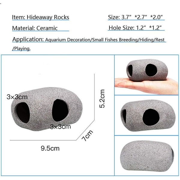 2 st Aquarium Hideaway Rocks för vattenlevande djur att leka, Pla