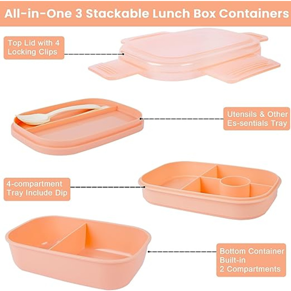1 stk Lunsjboks - 1900mL Voksen Barn Bento Boks Bento Boks med Compa
