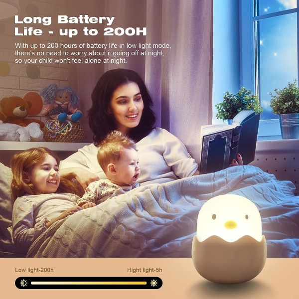 Børns LED-nattelys, dæmpbar natlampe, genopladelig LED