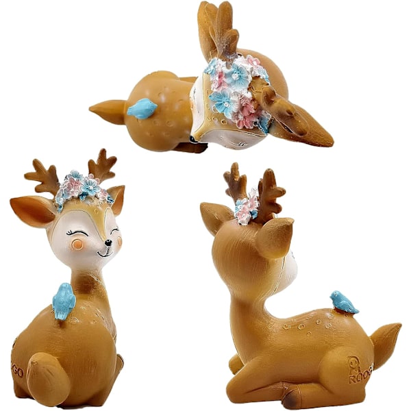 Rensdyr Figur, Sød Mini Resin Hjort, 3D Resin Hjort Figurer