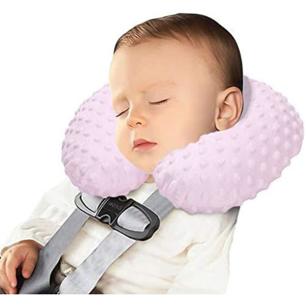 Ljusrosa nackkudde för barn, baby, semester, resenacke, S