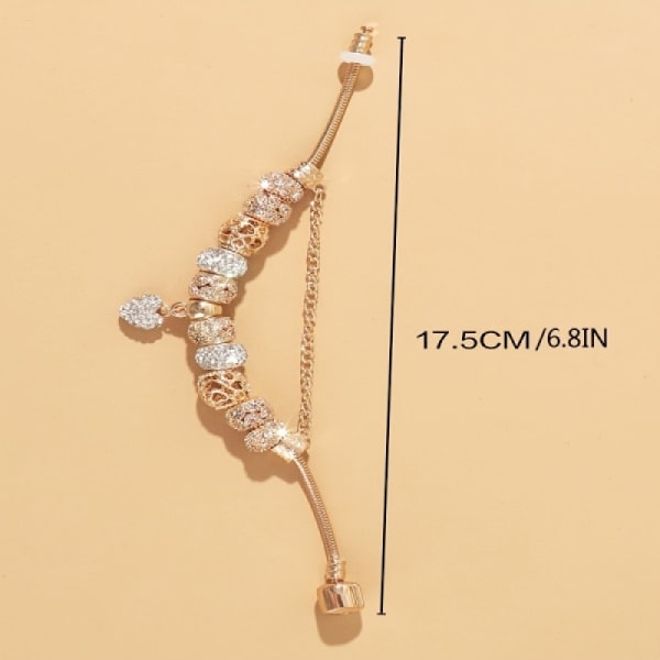 Dammode Pärlarmband Full Shiny Zircon Hjärtformad Hänge