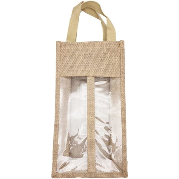 (2 Flasker Sæde) Burlap Gavepose Stof Rødvin Flaske Tote Taske