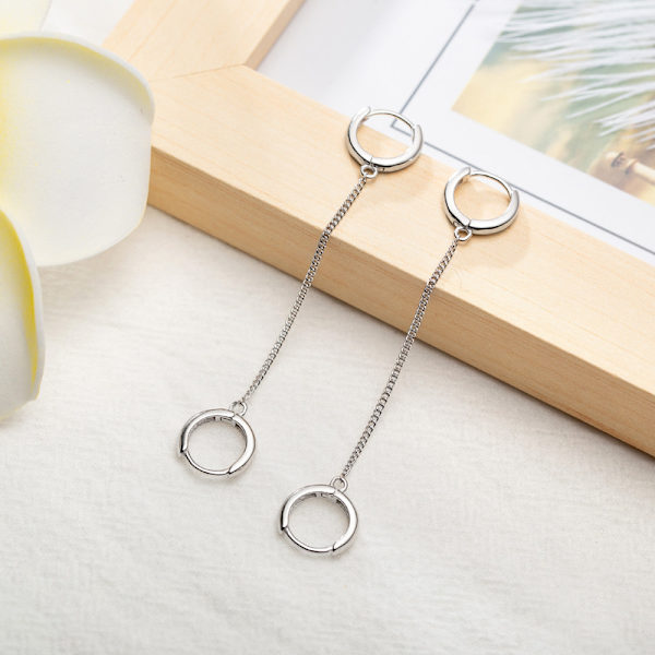 Øreringe til kvinder og piger 925 Sterling Sølv Små Huggie Dangle