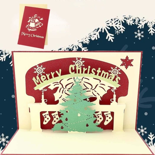 2 3D-joulukorttia näkyvät Joulukellot Joulukuusi Greeti