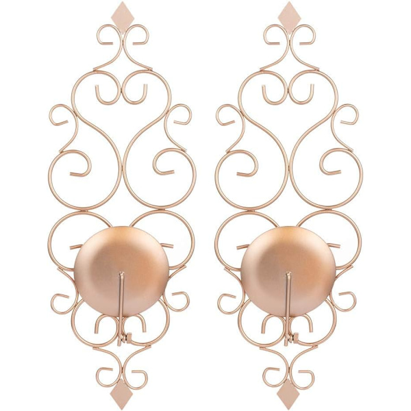 Set med 2 Tealight Ljusstakar Metall Väggmonterad Ljusstake