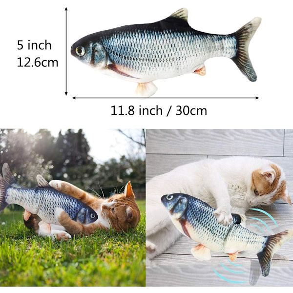 30cm Katteurt Interaktiv Fisk Legetøj til Katte, Realistisk Plys Elekt