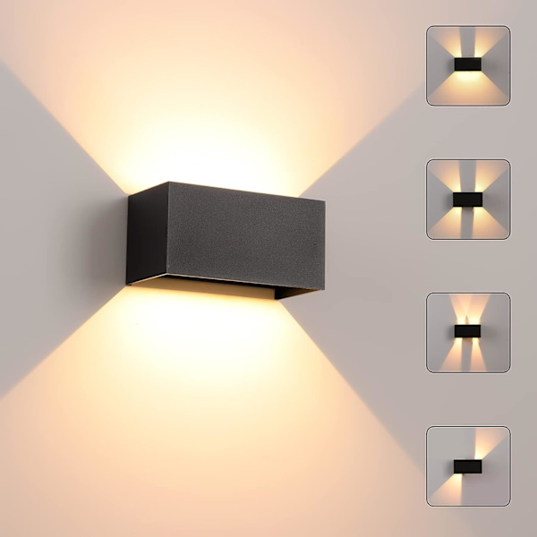 LED-vägglampa för inomhus/utomhusbruk, 12 W 3000 K varmvit vägglampa, läge