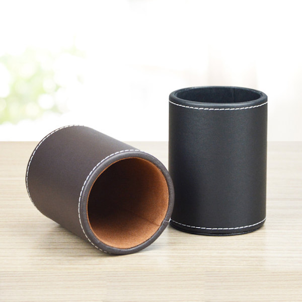 1 st svart kontorsmaterial läder runt penncylinder kontor Stati