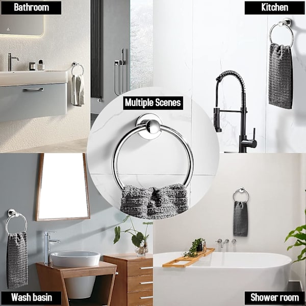Modern handduksring i rostfritt stål med kromfinish B