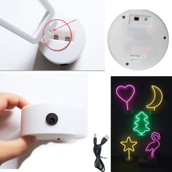 LED-neonvalokylttiseinäsisustus yövalo USB/paristokäyttöinen N